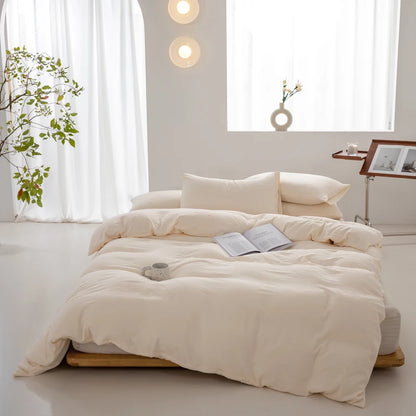 100% Washed Cotton Duvet Cover 600TC+ - Soft Solid Color Comforter Cover