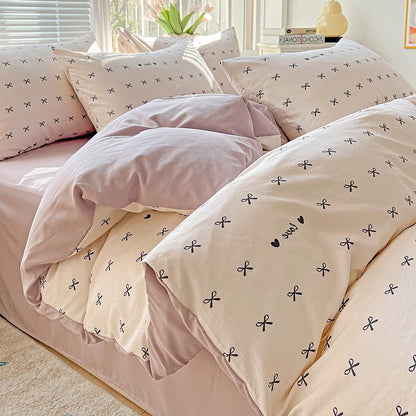 Washed Cotton Double Yarn Single Quilt Cover Simple Wind Ins Wind Small Floral Korean Version Duvet Skin Friendly Bedding