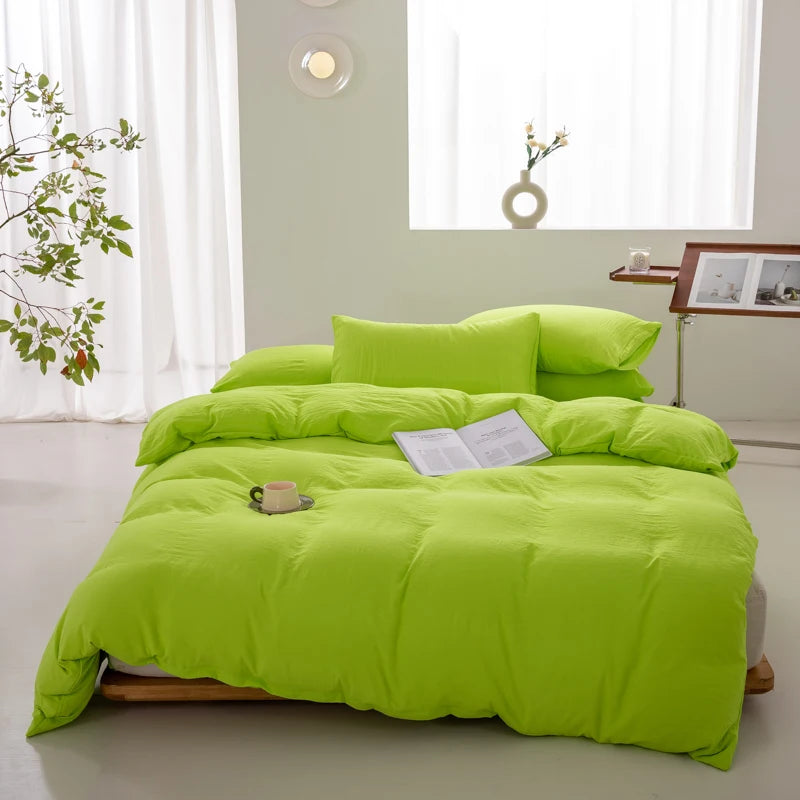 100% Washed Cotton Duvet Cover 600TC+ - Soft Solid Color Comforter Cover