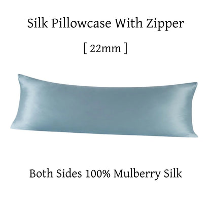 Silk pillowcase with zipper on a white background