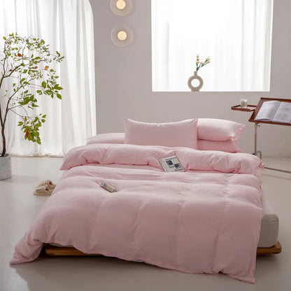 100% Washed Cotton Duvet Cover 600TC+ - Soft Solid Color Comforter Cover