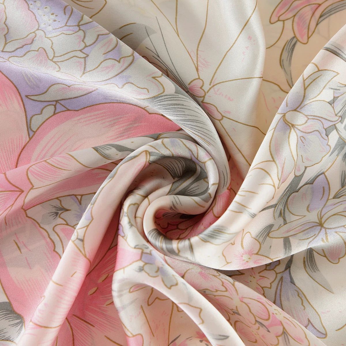 Floral patterned fabric with pink and beige colors